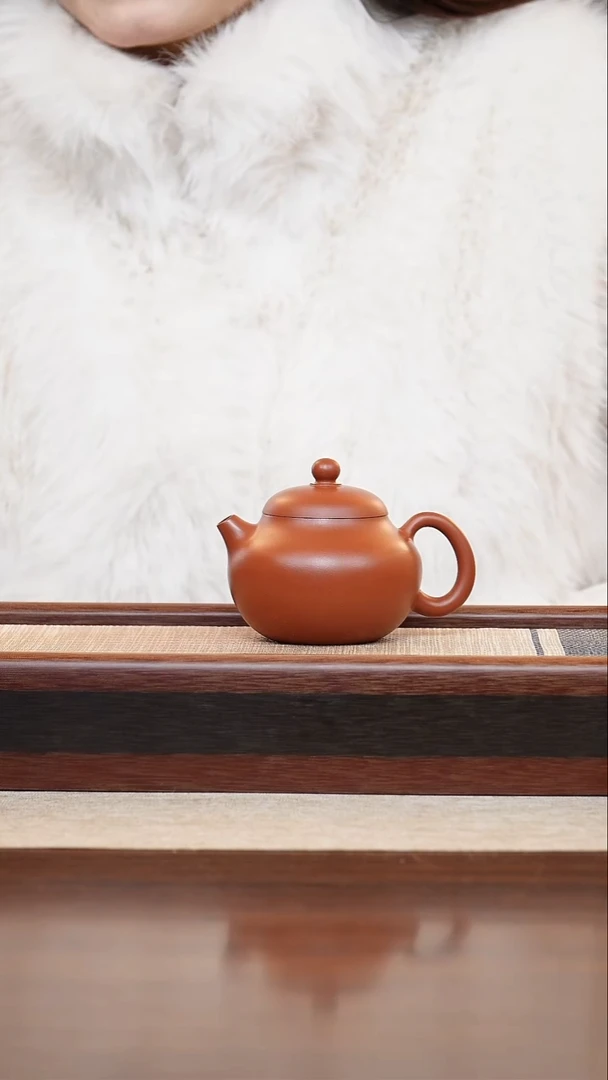 朱泥文旦160cc宜兴手工紫砂壶