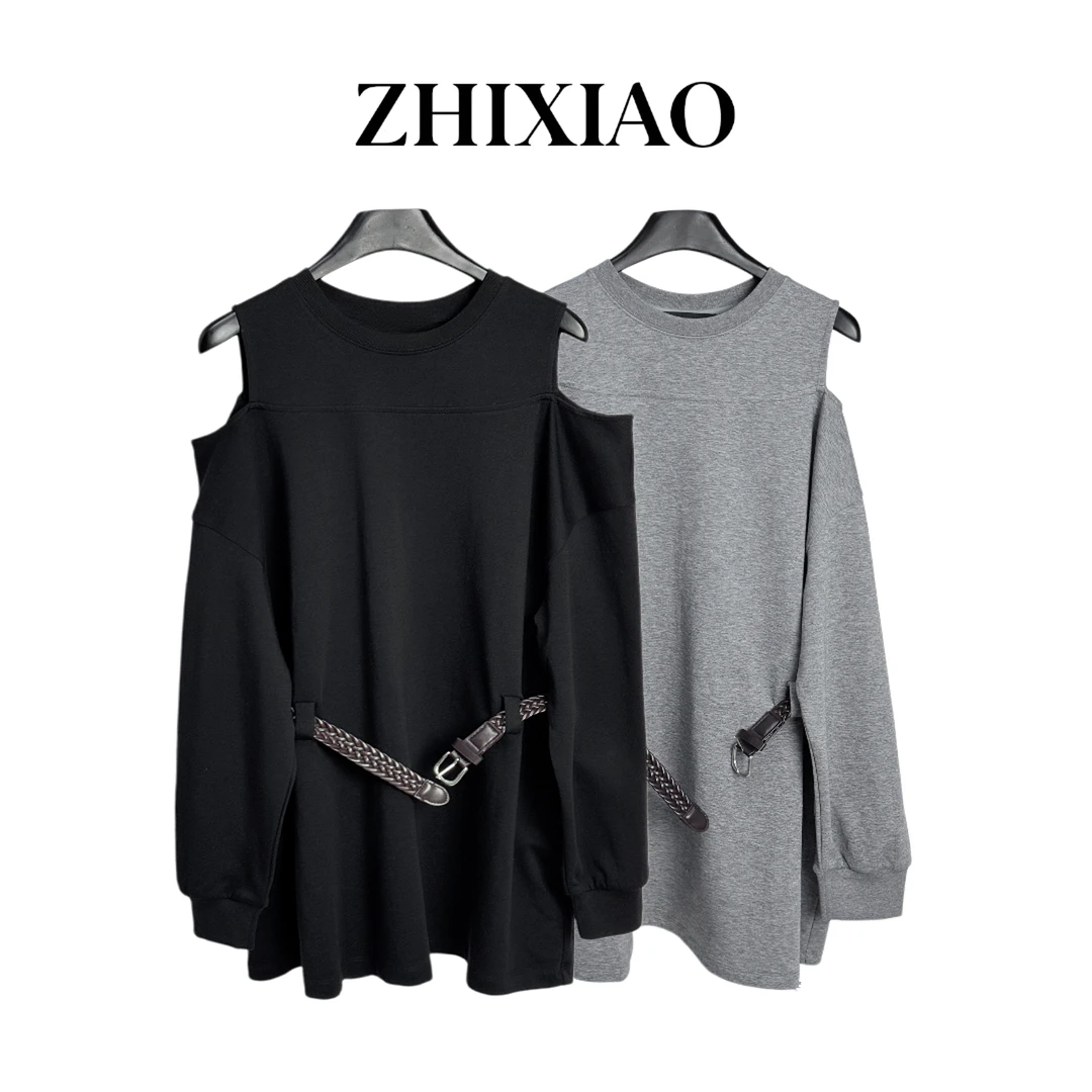 【ZHIXIAO】秋冬新款：露肩圆领长袖上衣04262