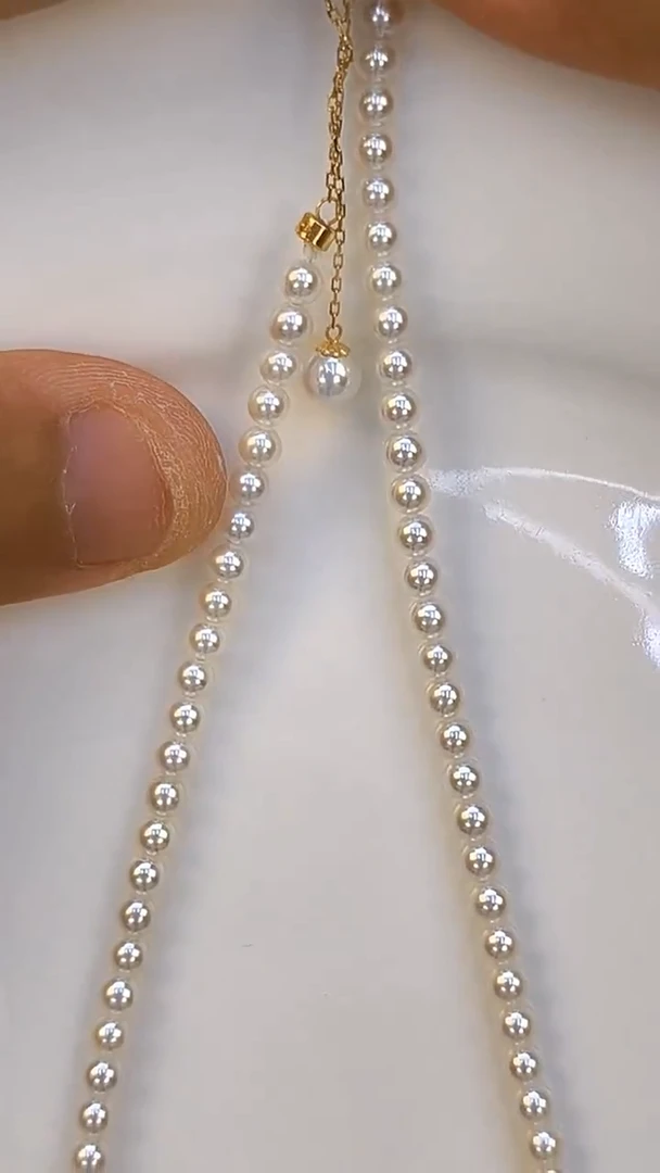 淡水珍珠18K金镶嵌项链3.5-4