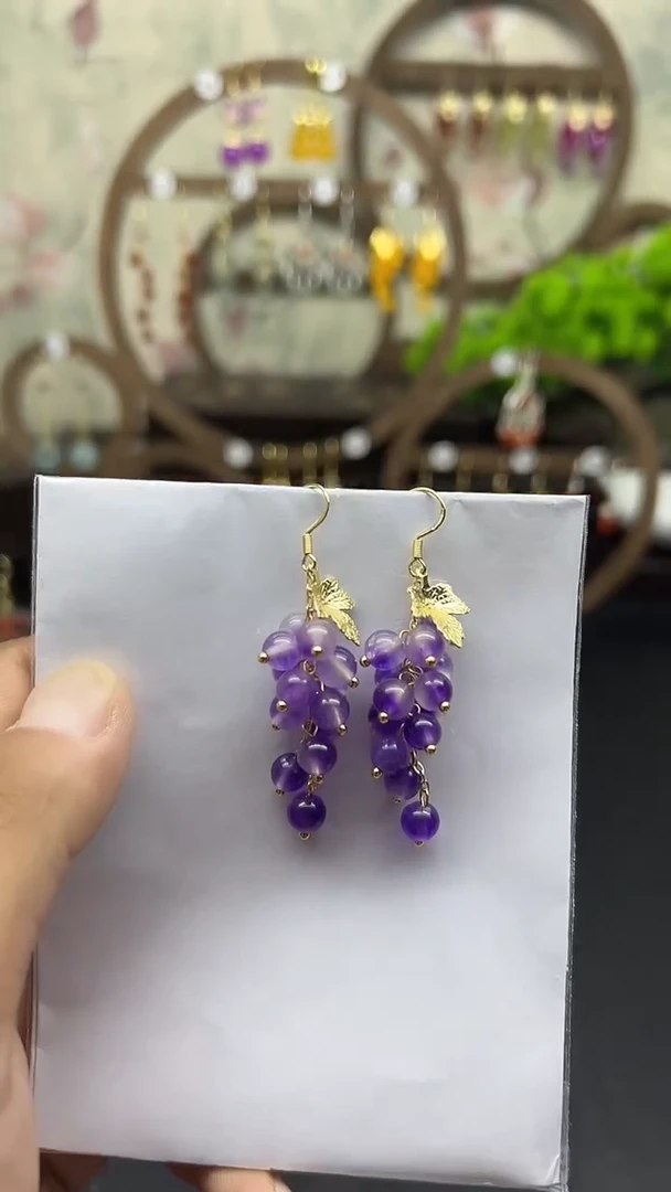 银S925镶嵌耳饰紫晶026