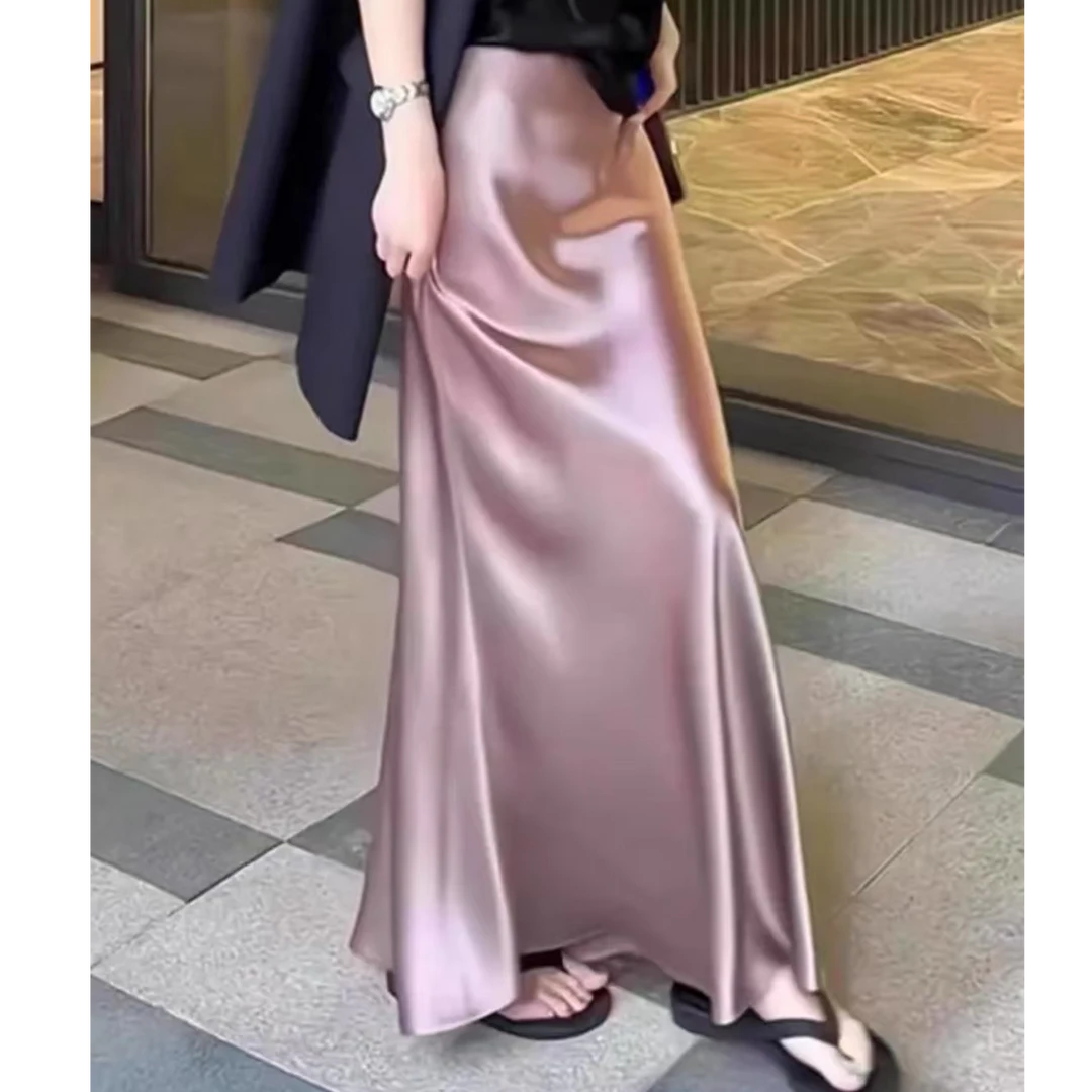 缎面高腰显瘦半身裙气质轻奢时尚夏季法式小众长款8503