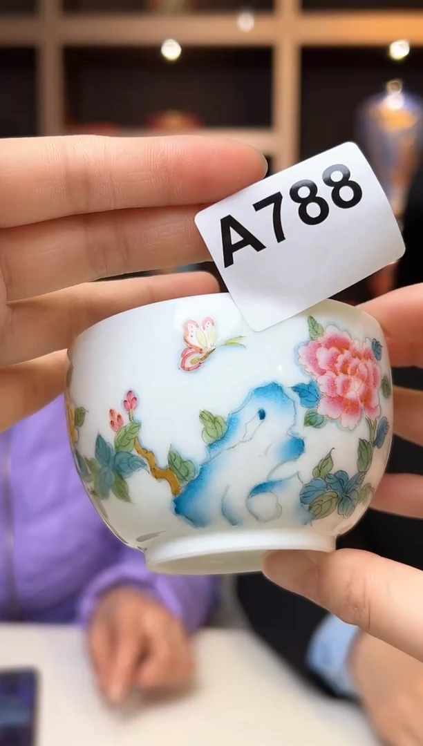 【闪购商品】其他粉彩牡丹单杯A788