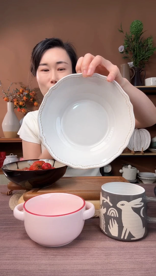 陶瓷8英寸花边麻绳碗微瑕