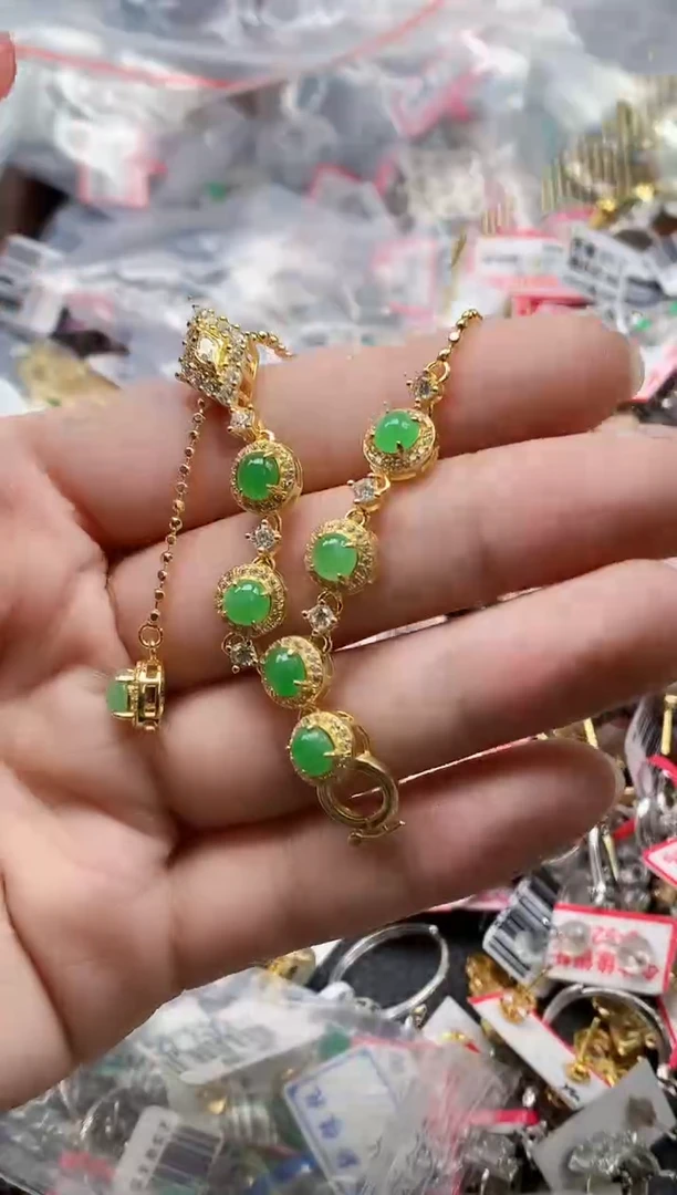 银S925镶嵌戒指翡翠天然A货缅甸翡翠