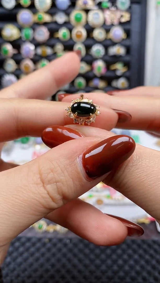 银S925镶嵌戒指翡翠45