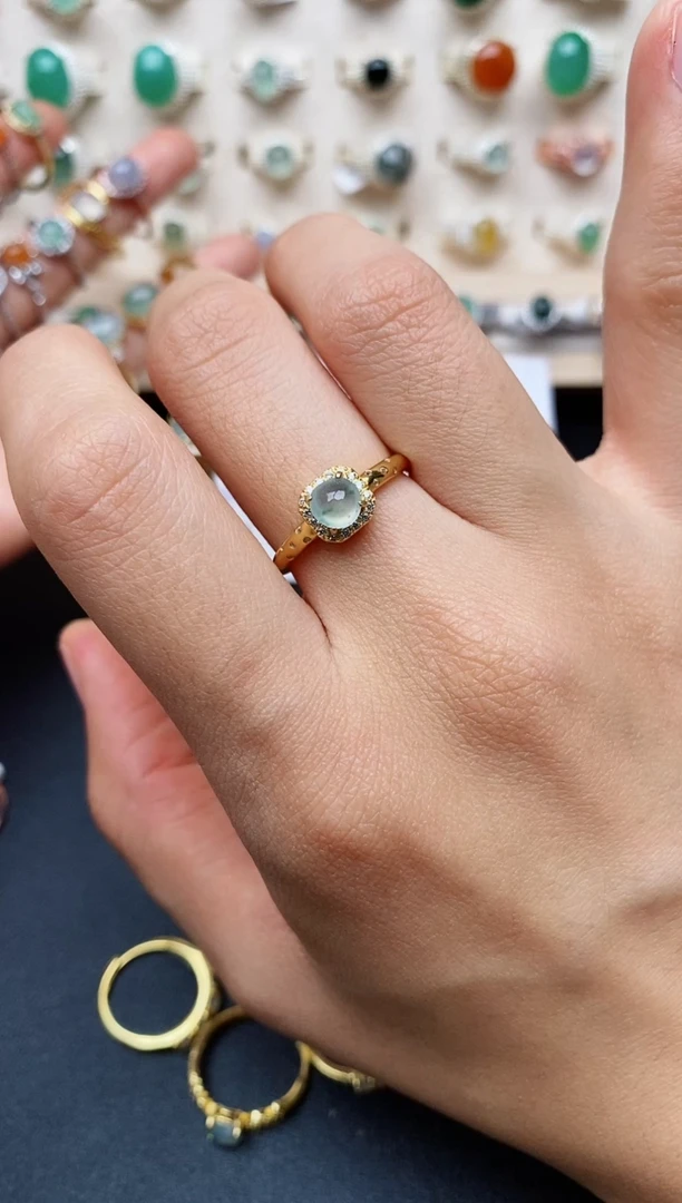 【闪购商品】翡翠戒指银S925镶嵌缅甸翡翠