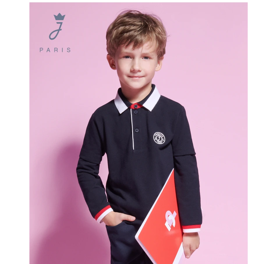 JACADI亚卡迪男童纯棉法式条纹圆领POLO衫24秋上衣2026739