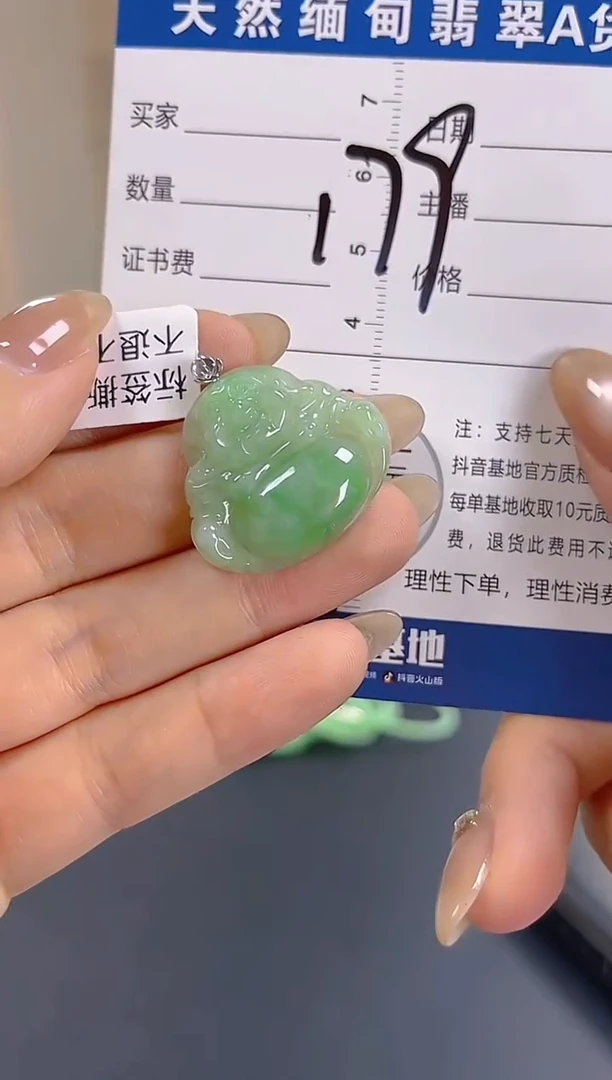 颈饰18K金镶嵌翡翠纯天然缅甸翡翠A货