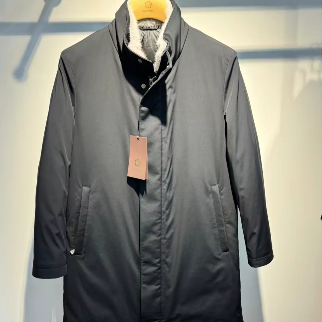 SANFOTO【绅士鹅绒风衣】男士冬季高端立领风衣毛领可拆24460