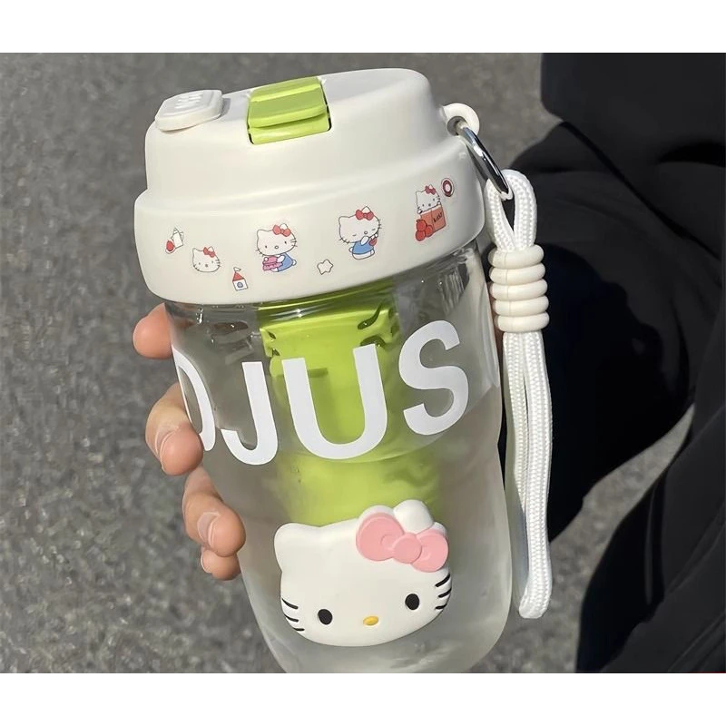 高颜值KT水杯2025新款女生茶杯双饮吸管杯子学生可爱提手随行L1