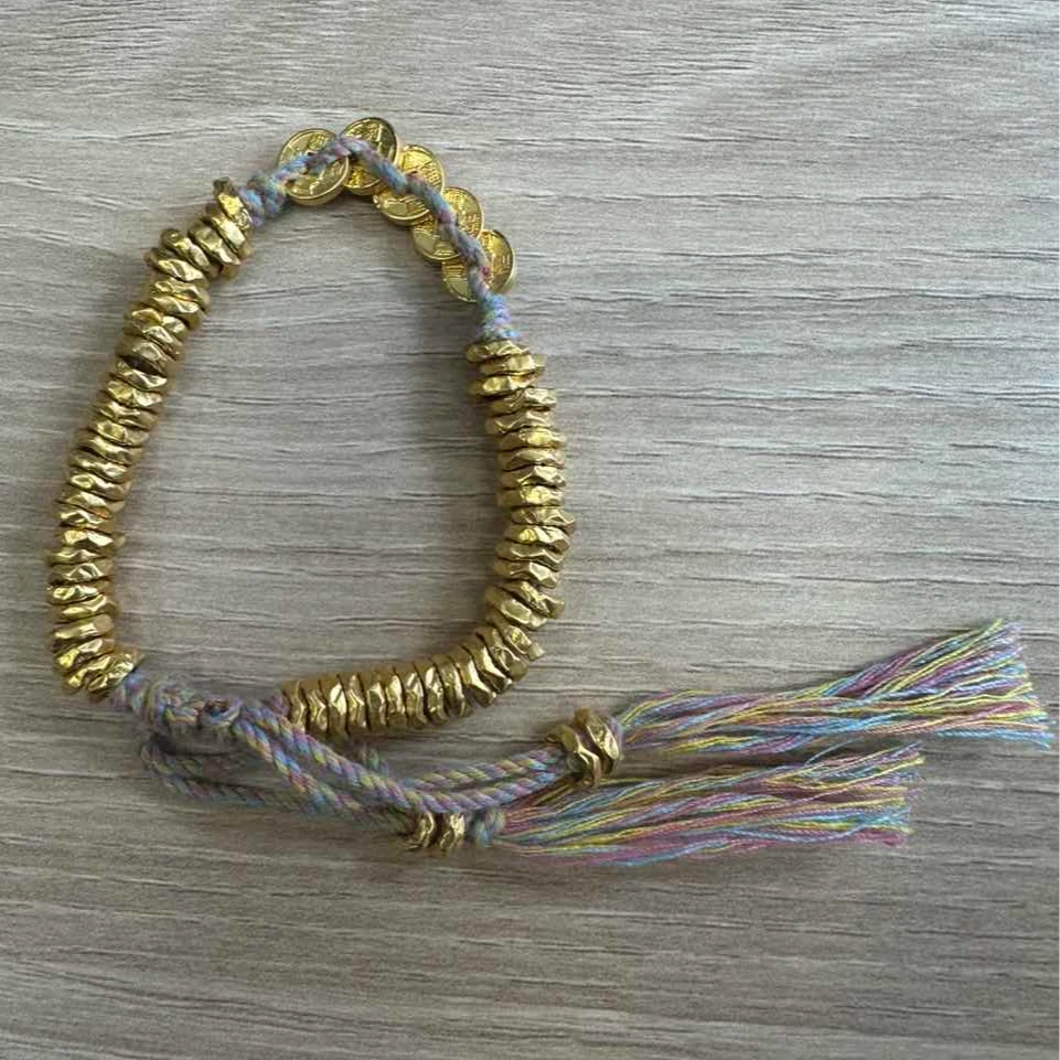 水贝足金999五帝金钱币绳配件男女通用