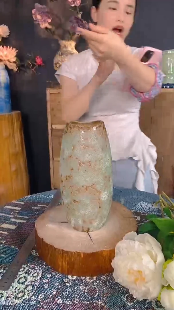 摆件景德镇高温陶瓷微瑕花器（口径8*高度25）