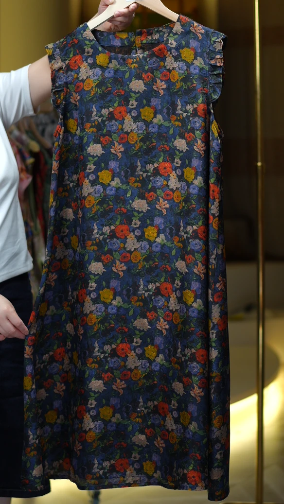 花境《非遗美学》1458新中式复古荷叶边袖边连衣裙