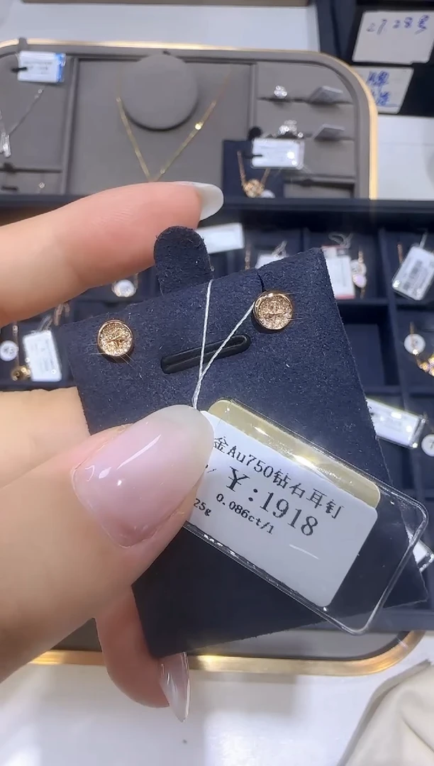 18K金镶嵌耳饰钻石 18K金耳饰1590