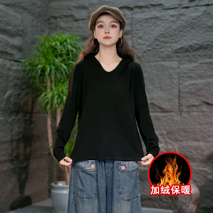 【高品质纯色连帽卫衣】百搭秋冬款女装带帽卫衣宽松休闲上衣