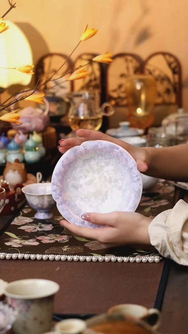 结晶釉渐变紫壶承