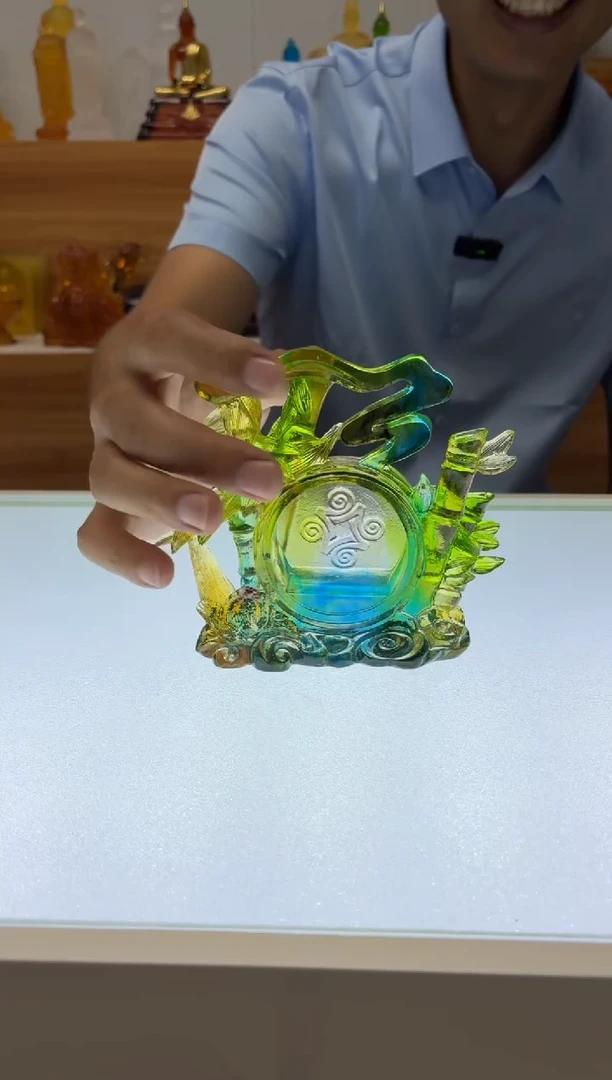 琉璃手工艺品祝福摆件彩色颜色随机