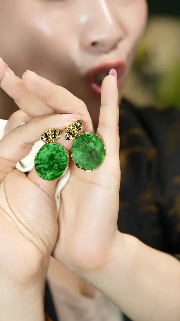 【闪购商品】翡翠耳饰银S925镶嵌支持48小时鉴赏