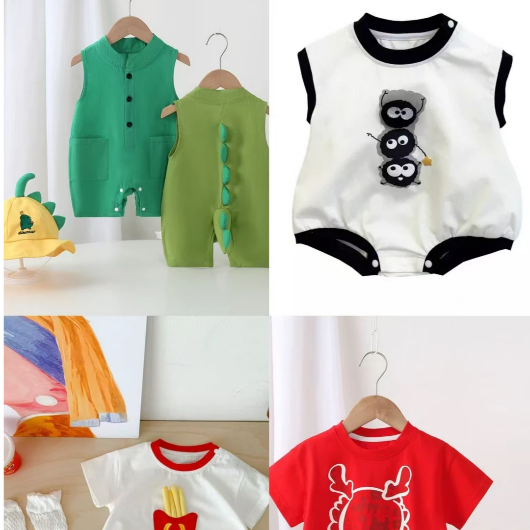 100-199无袖男卡通风哈衣爬服女宝宝宝幼儿春秋女童包屁衣