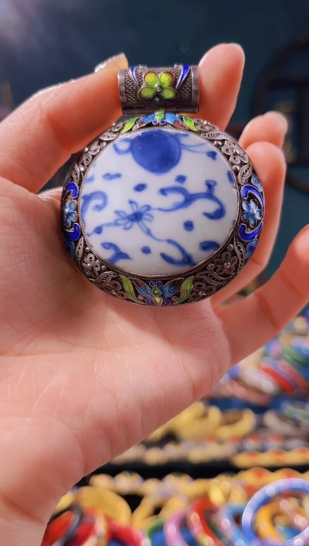 【闪购商品】非遗技艺花丝镶嵌瓷吊坠 微瑕