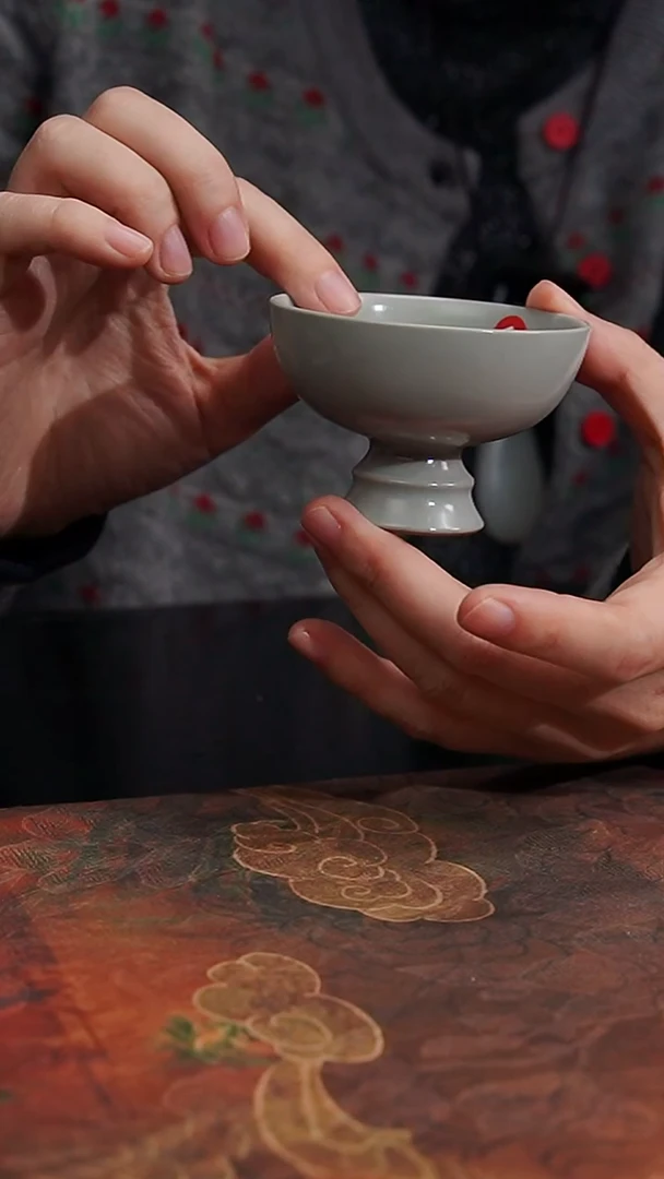 摆件纯手工清凉寺原矿釉月白釉小碗杯