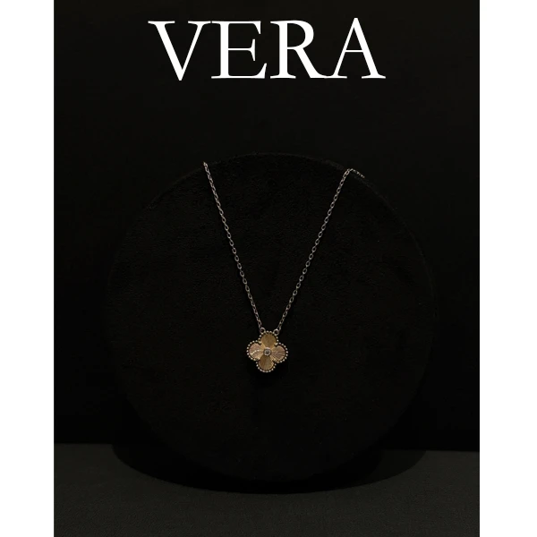 铜合金项链  CNC精工 VERA2004幸运项链玫瑰镭射圣诞轻奢百搭坠链