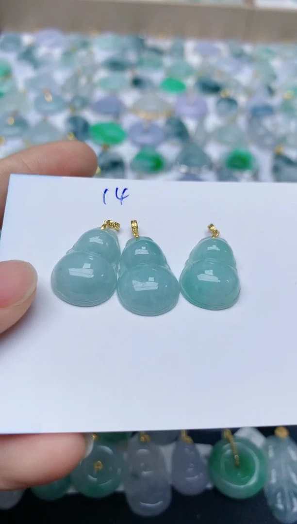 【闪购商品】翡翠颈饰18K金镶嵌天然翡翠A货（多样性发其一）14
