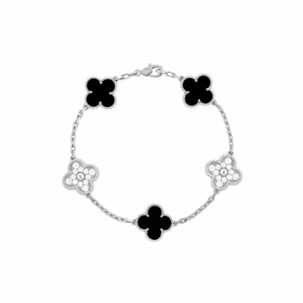 925银手链 925银手链 四叶草系列轻奢百搭款五花手链