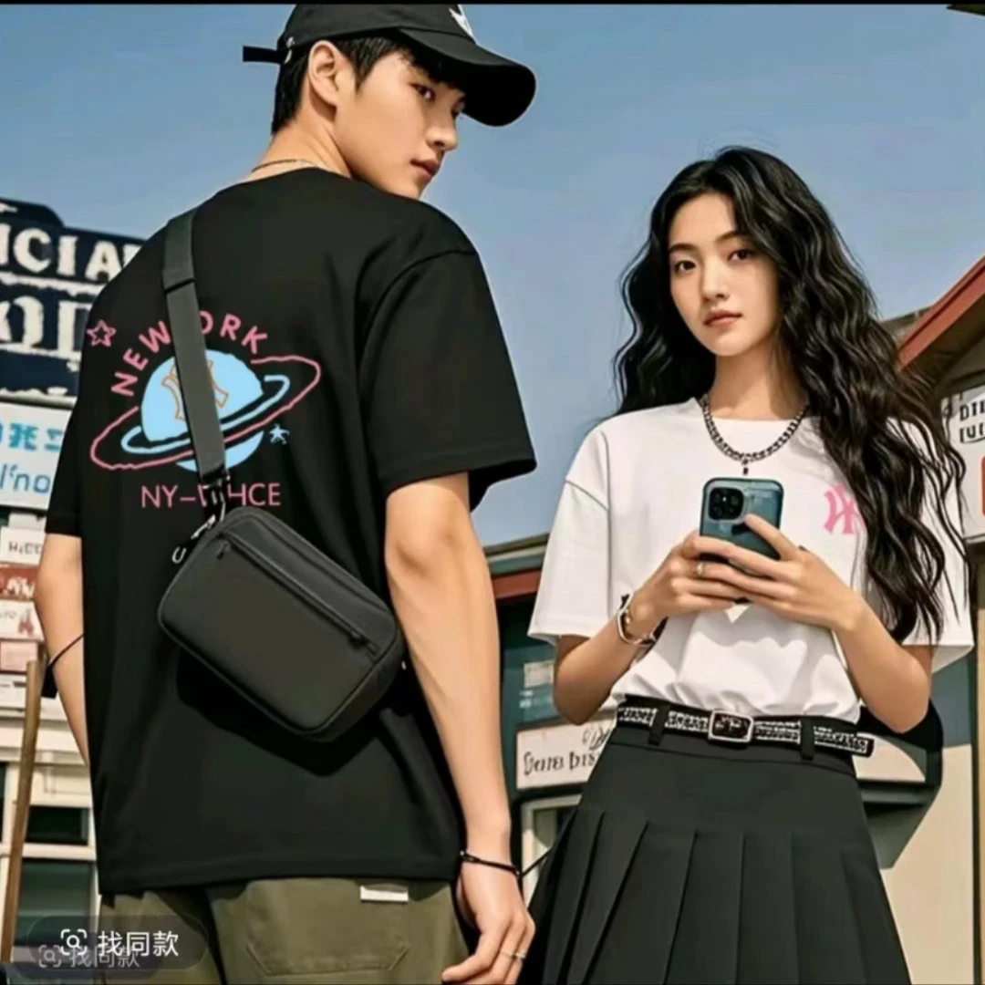 9108夏季情侣短袖圆领宽松潮流百搭宽松轻奢春夏舒适常规休闲