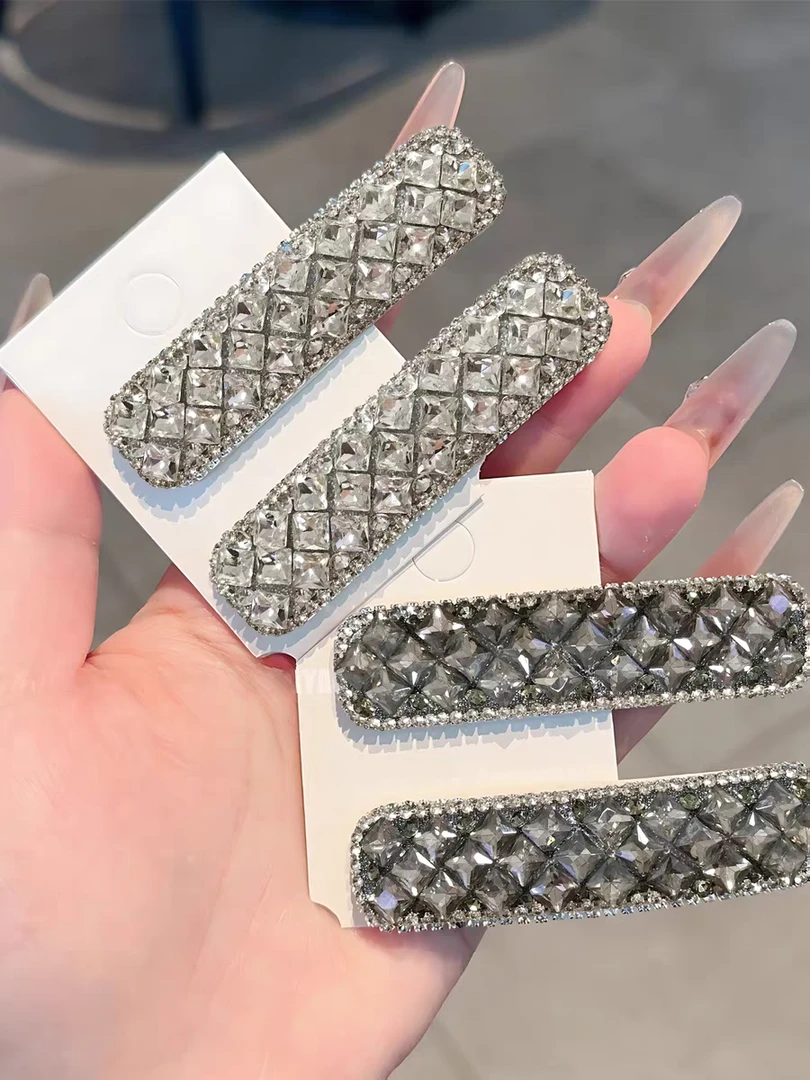 韩系发卡高级感发饰满钻BB夹气质侧边夹头饰少女冰糖系水钻一字夹