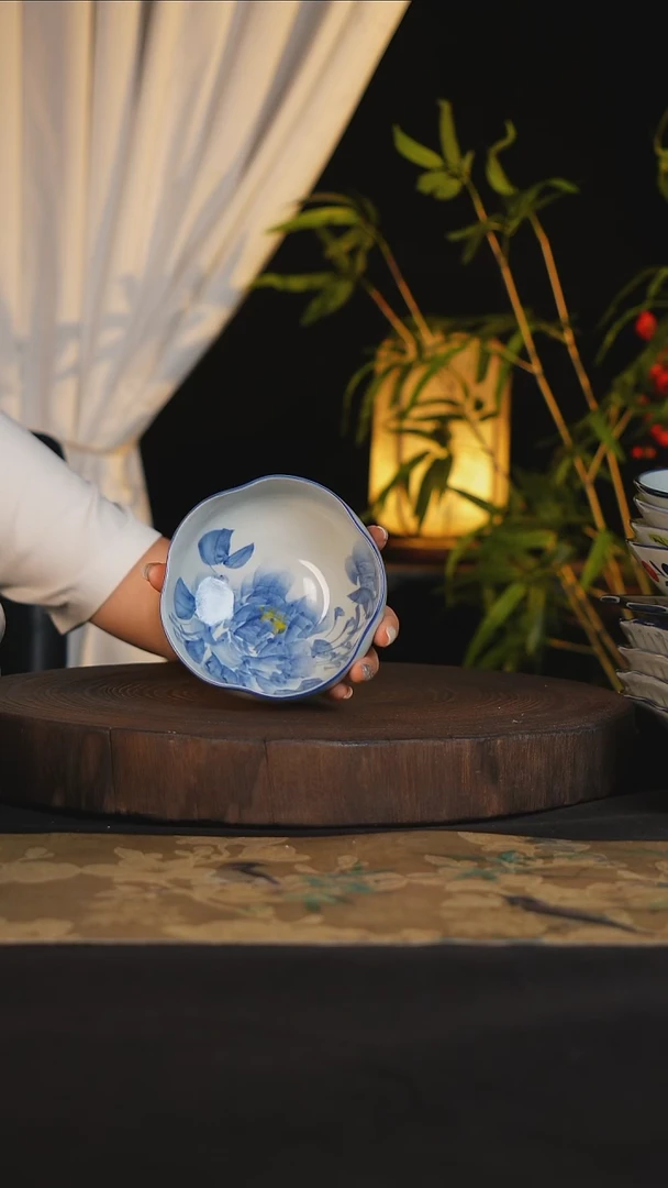 碗景德镇手工手绘高温釉下彩可进蒸箱烤箱微波炉洗碗机