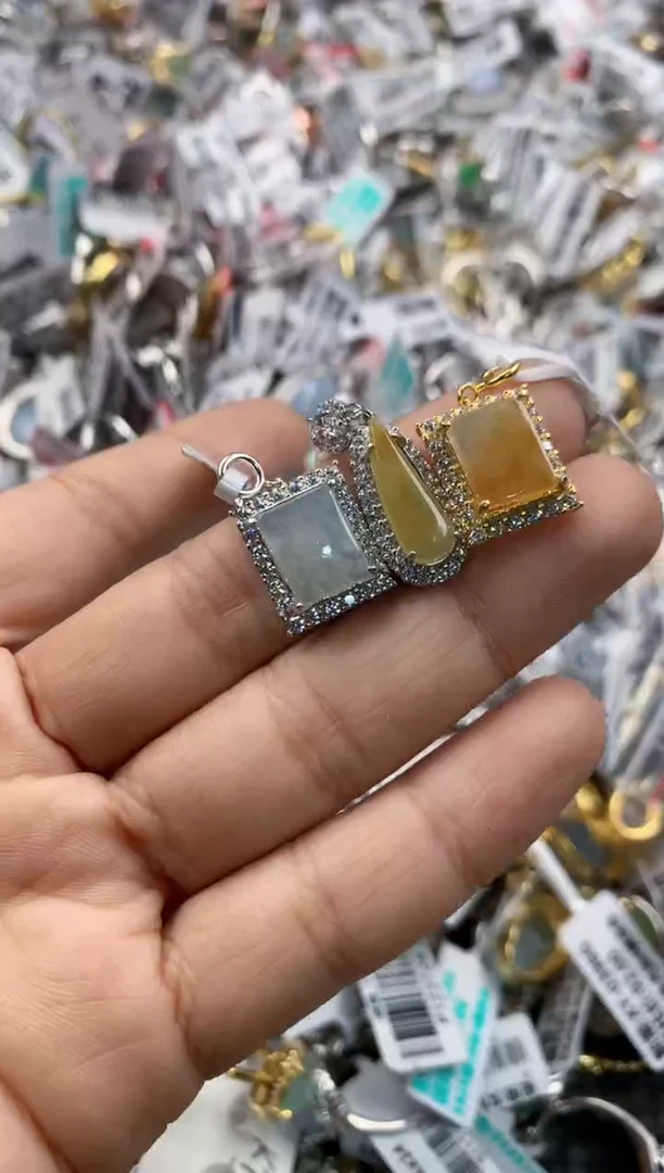银S925镶嵌戒指翡翠999----2
