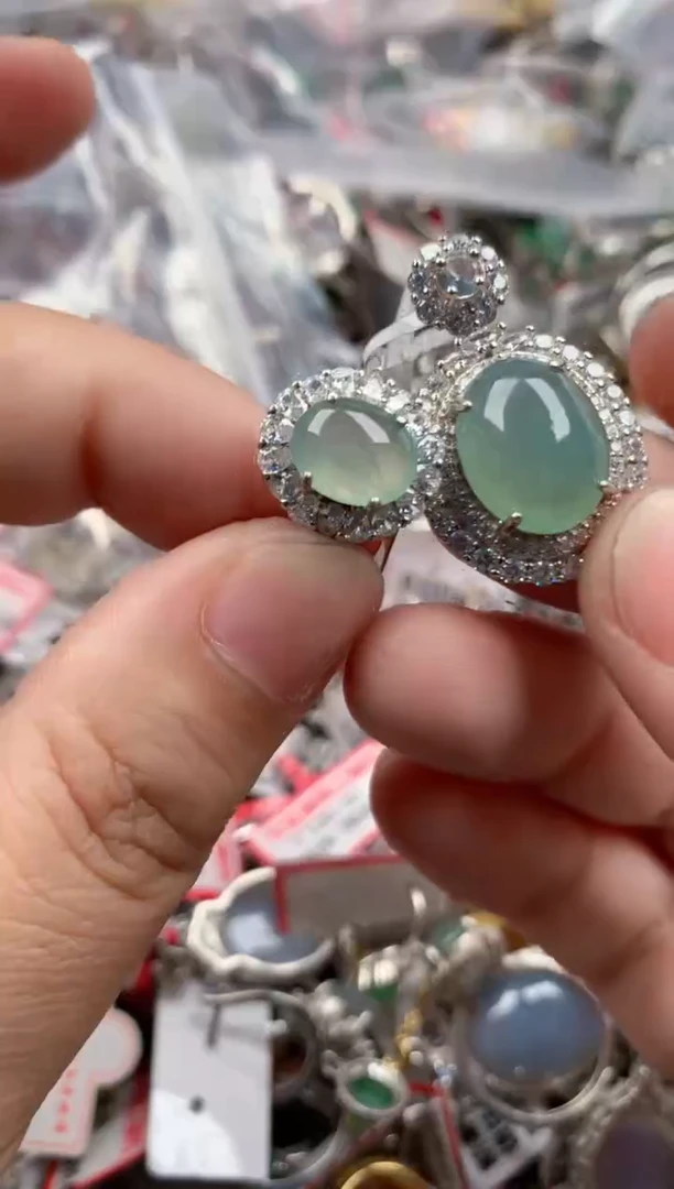 银S925镶嵌戒指翡翠666  5