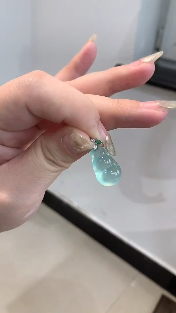 未镶嵌蛇纹石玉颈饰四季豆不带链子
