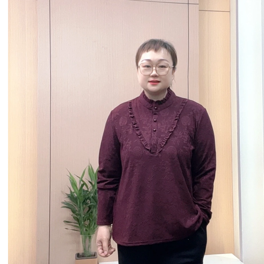 100斤-245斤冬季新款时尚洋气加大加肥妈妈装加绒保暖上衣花边领