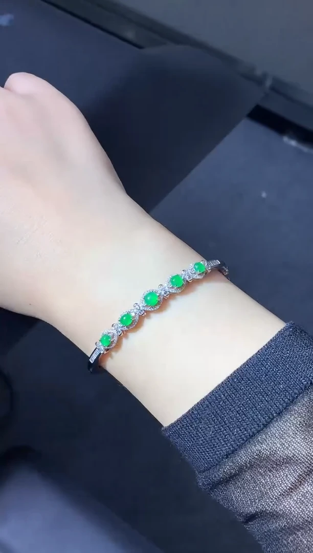 18K金镶嵌手镯翡翠375-中国好珍宝