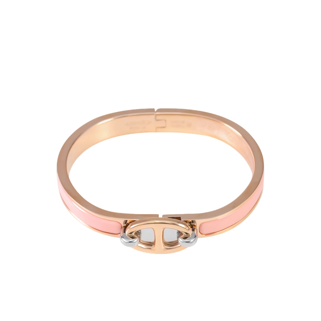 镀k金 珐琅 气质轻奢粉色猪鼻子手镯  1445