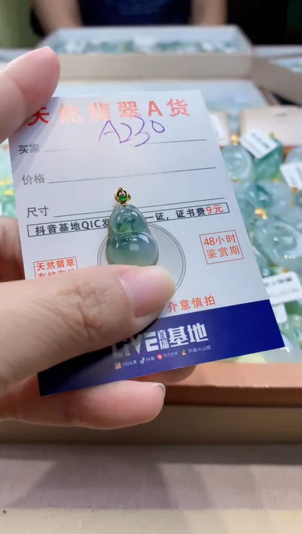 颈饰18K金镶嵌翡翠 天然缅甸a货翡翠
