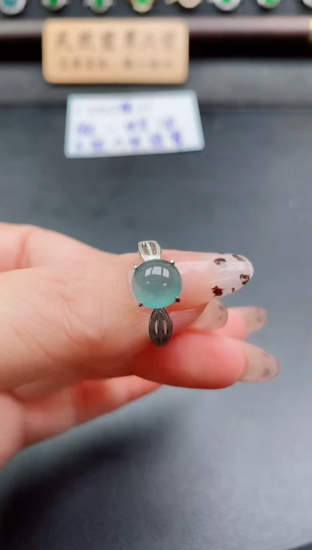 银S925镶嵌戒指翡翠1