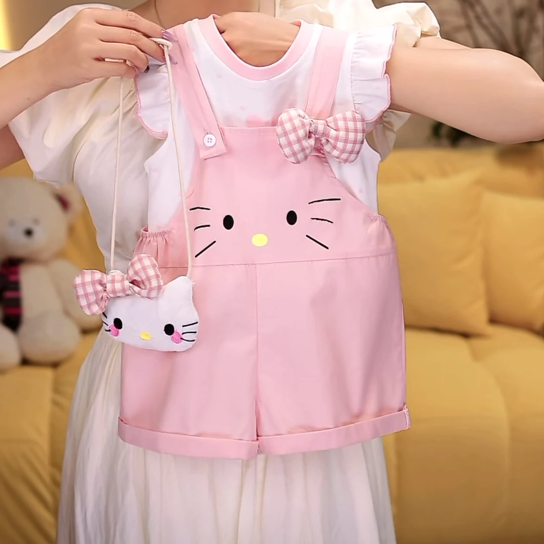 套头公主风套装纯色女孩常规小学生卡通女夏季女宝