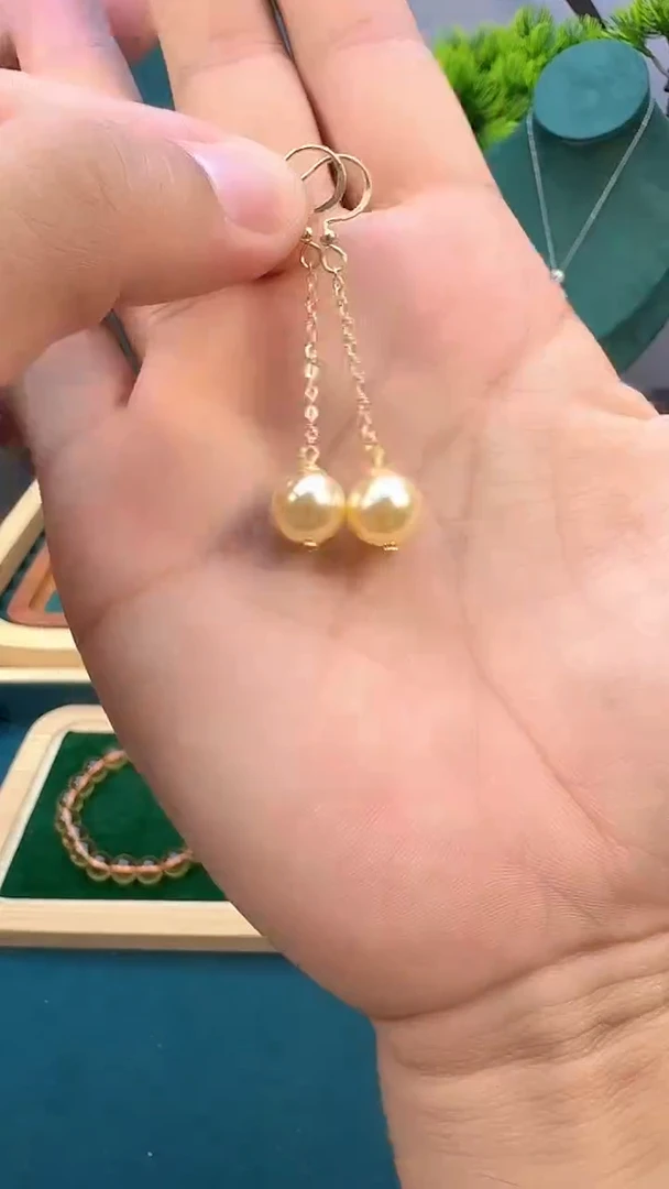 14K金镶嵌淡水珍珠耳饰E324