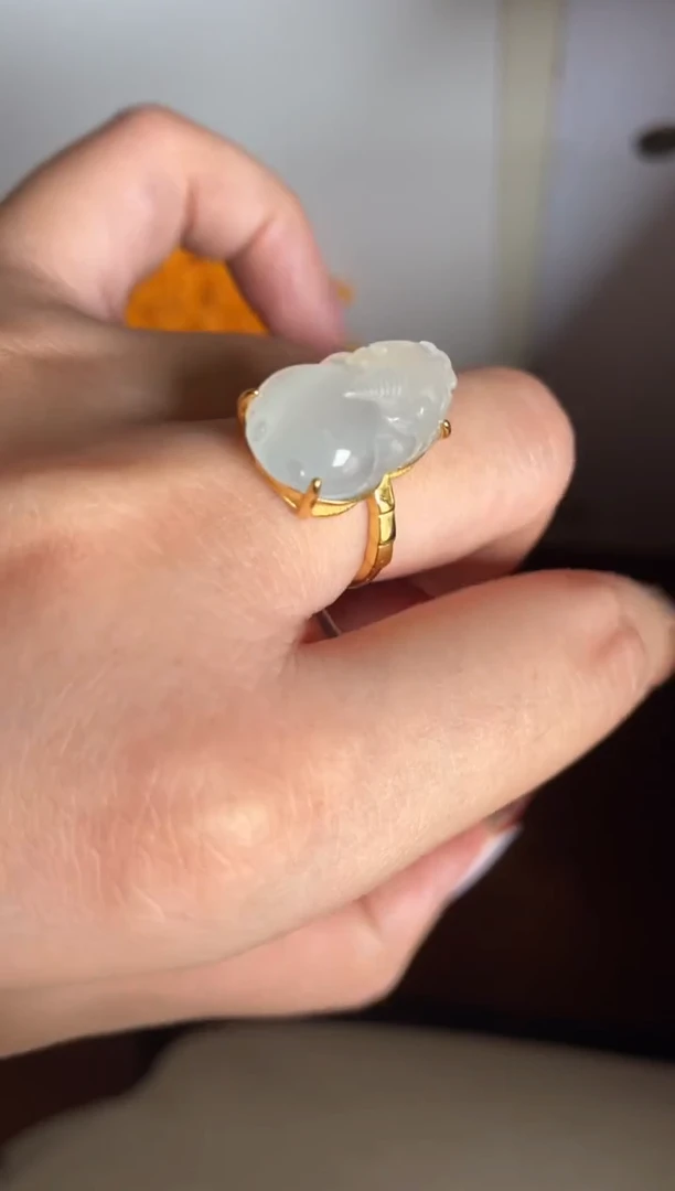 银S925镶嵌戒指翡翠一物一证一礼盒