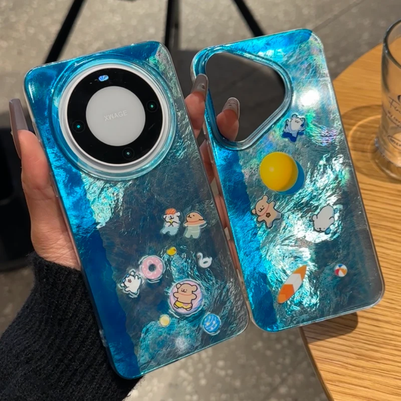 奥菲顿泳池泳圈小狗适用iPhone16冰川15手机壳华为vivo小米15oppo