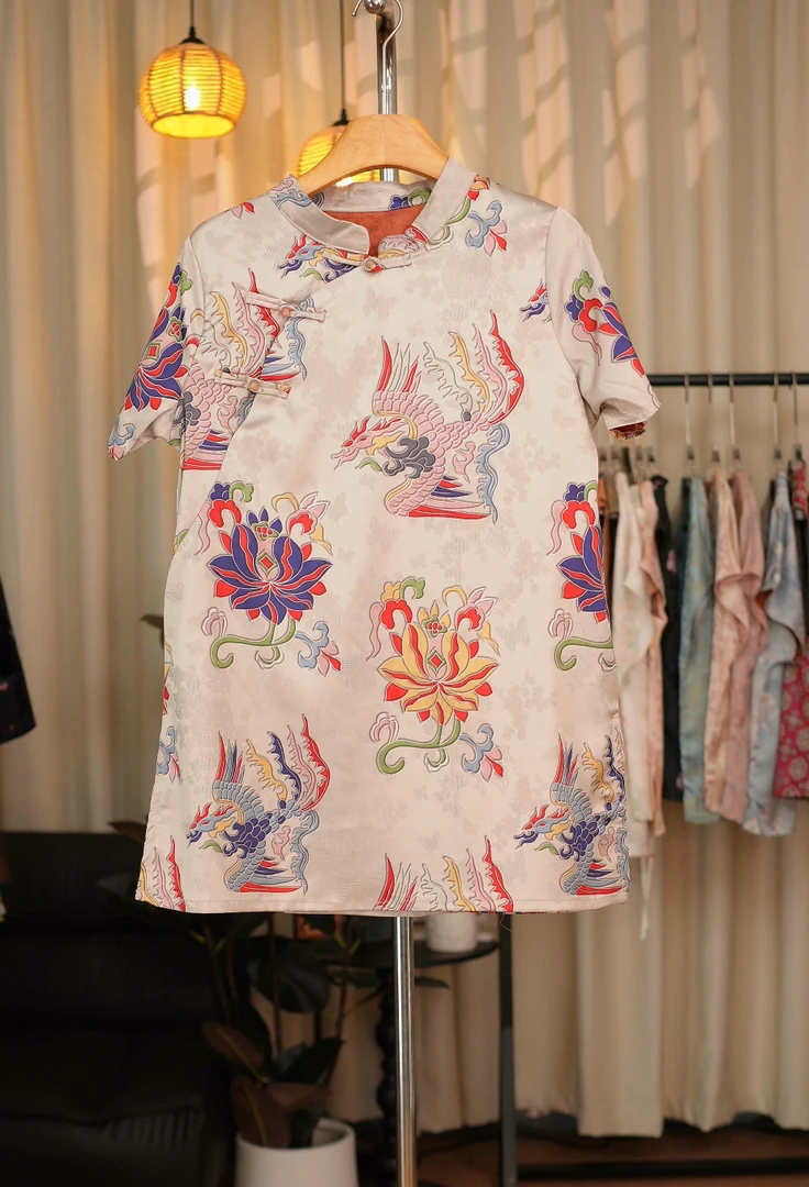 【凤鸣莲韵】国风新中式奥黛女夏季新款气质斜襟宽松显瘦上衣中长款