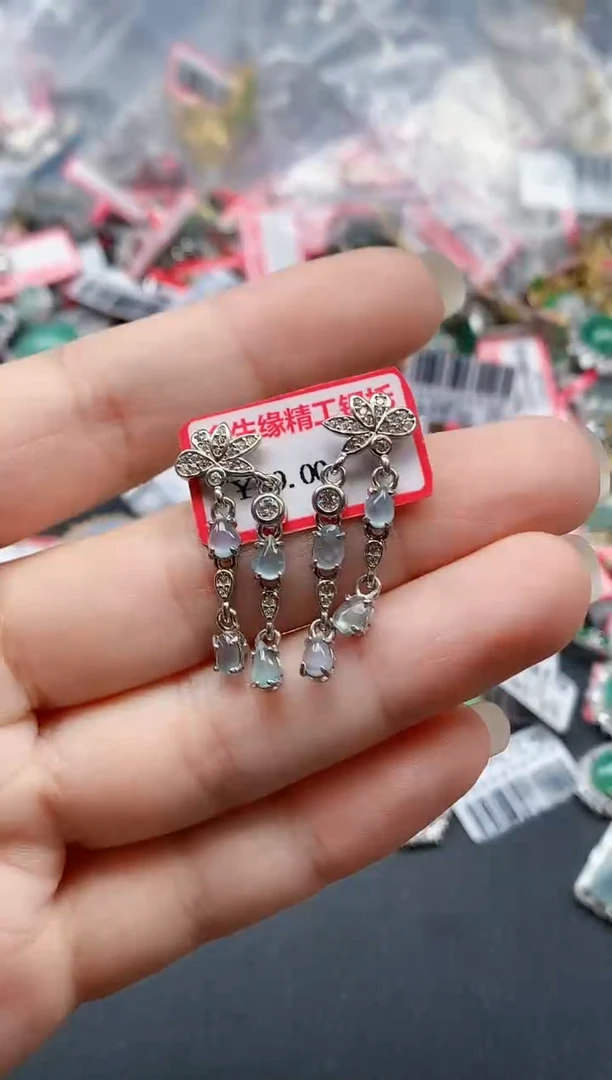 银S925镶嵌戒指翡翠天然A货缅甸翡翠