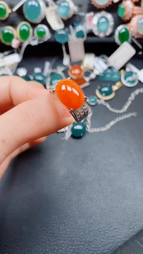 银S925镶嵌戒指翡翠翡翠