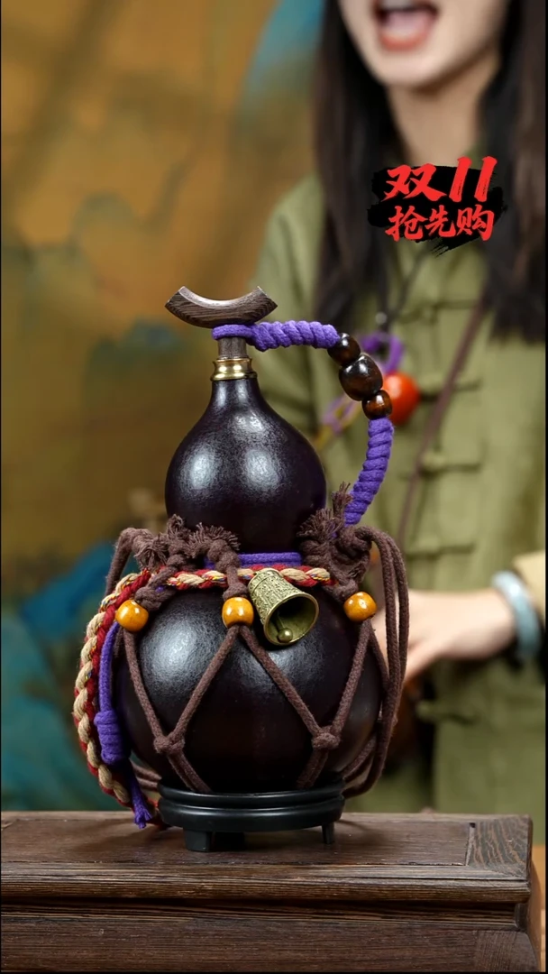 YX018复古网兜款天然酒葫芦