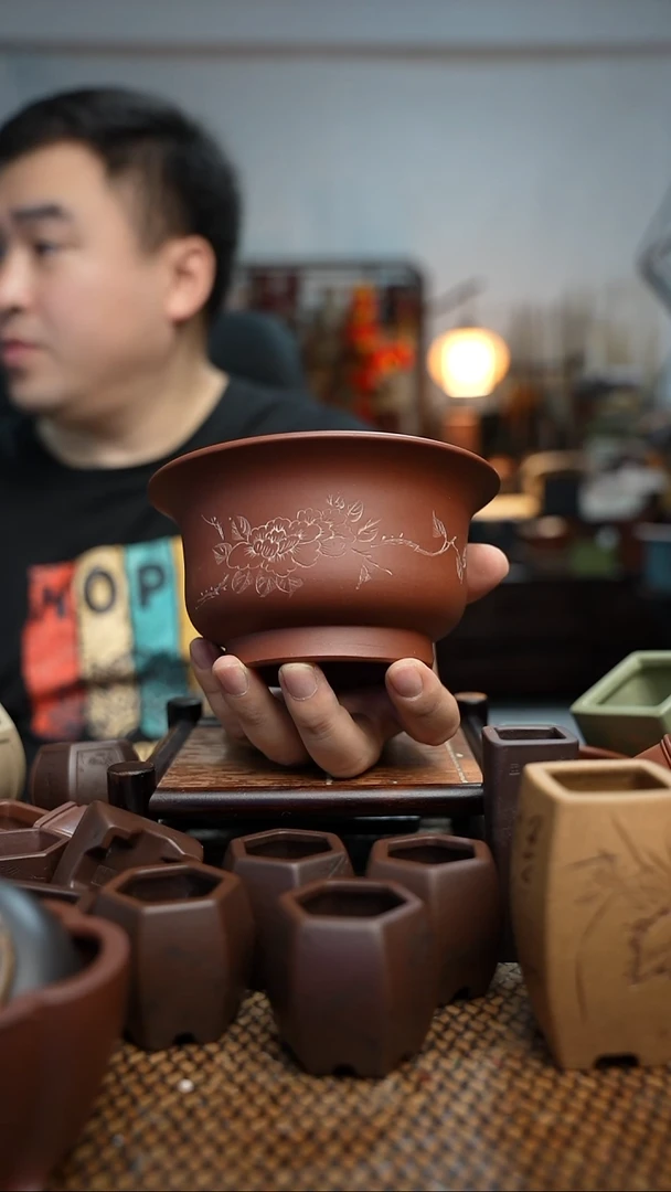 紫砂花盆長木軒精品紫砂14.5*8内口11.5*6