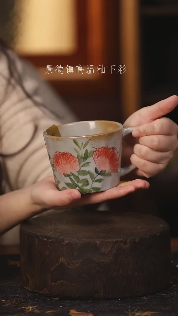陶瓷景德镇高温釉下手绘陶瓷@L408@