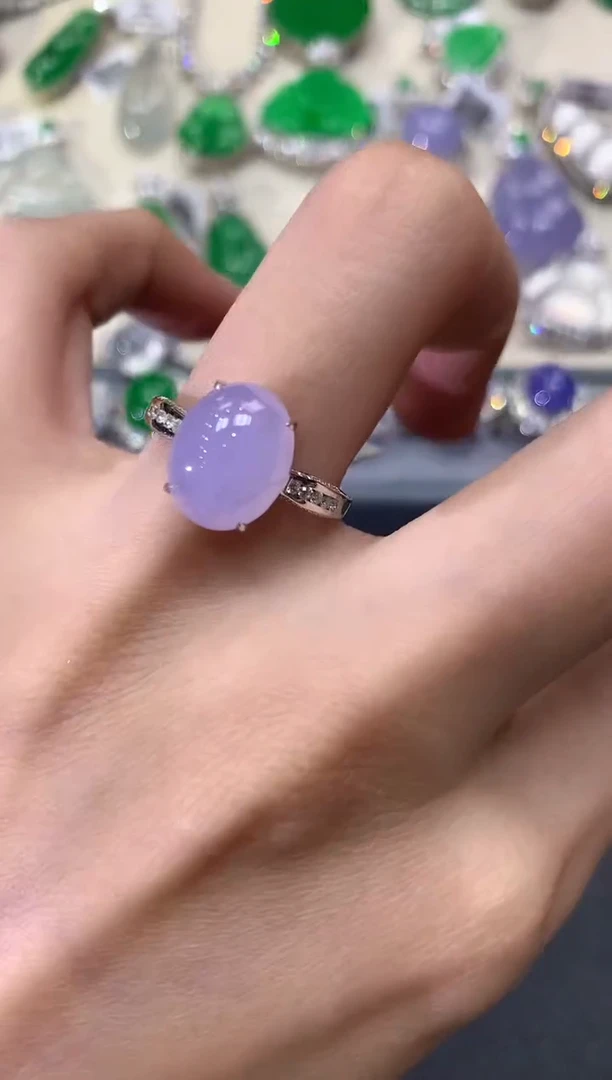 【闪购商品】翡翠戒指18K金镶嵌w61紫货有色差